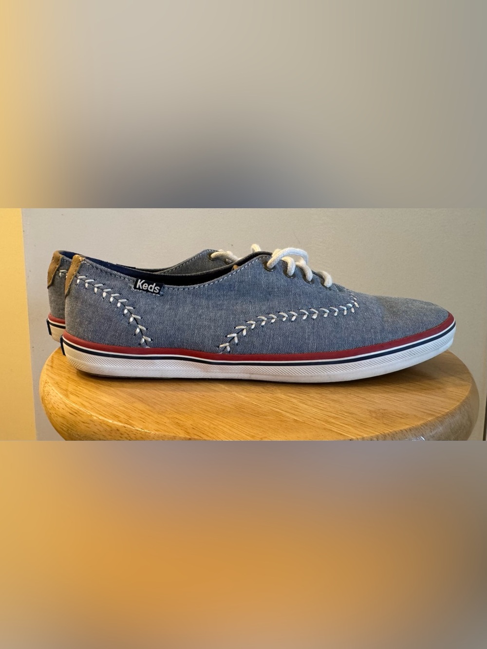 Keds Shoes Blue White Champion Pennant Canvas Sneakers Size 7 Women's